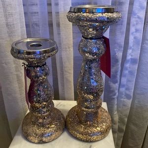 Gold mirrored candle holders